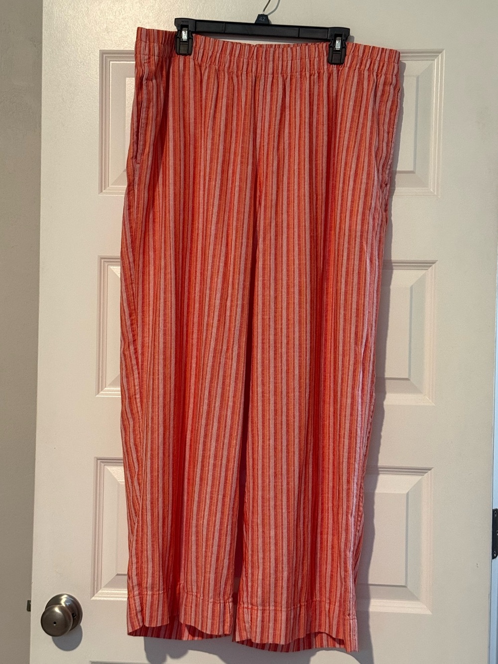 Old Navy Coral and White Striped Wide-Leg Pants